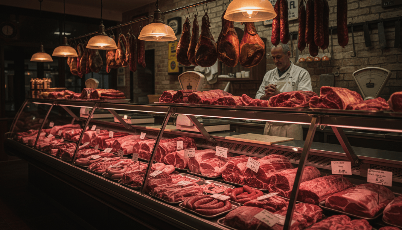 Carnicería Islámica Jabir - Mostrador con cortes de carne halal premium en Móstoles